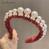 Vivienne Westwood High-end Korean Hepburn-style velvet headband for female celebrities retro wrapped pearl headband pressed hair new French style hair accessory