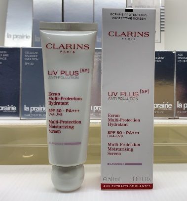 clarins-uv-plus-5p-anti-pollution-multi-protection-moisturizing-screen-spf50-pa-lavender-50-ml-ครีมกันแดดที่ให้ความชุ่มชื้นพร้อมปกป้องผิวจากแสงแดดและมลภาวะ