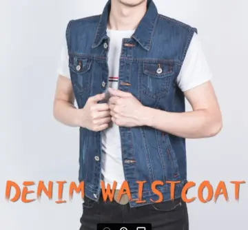 Mens Denim Casual Loose Button Vest Sleeveless Jeans Waistcoat