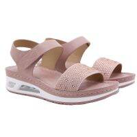 Women Air Cushion Wedge Sandals Casual Rhinestone Hook Loop Wedges Shoes