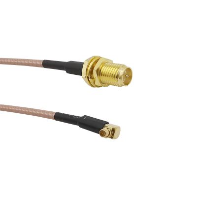RP-SMA Female to MMCX Male Right Angle RF RG316D Double Shield Silver Pigtail Antenna Connector Low Loss Coaxial Cable Adapter Electrical Connectors