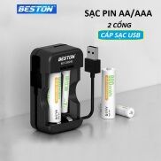 Bộ sạc pin AA AAA 2 cổng Beston C8024B dùng cho micro karaoke, đồ chơi