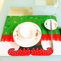 Christmas Fabric Table Mats Placemat Knife and Fork Cloth Pad for XMAS Dinner Tableware 2022 Christma Decorations For Home Socks Tights