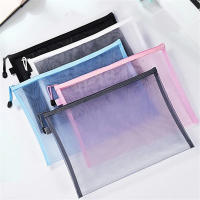 Zipper Test Paper Bag Transparent Zipper Bag Nylon Mesh File Bag Office Student Pen Bag A5 Test Paper Information Bag