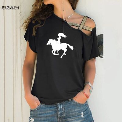 New Sexy Girl Horse Riding Women Tshirt Casual Funny T-shirt Gift Summer Short Sleeve T Shirt Fashion Tops Women S-5XL
