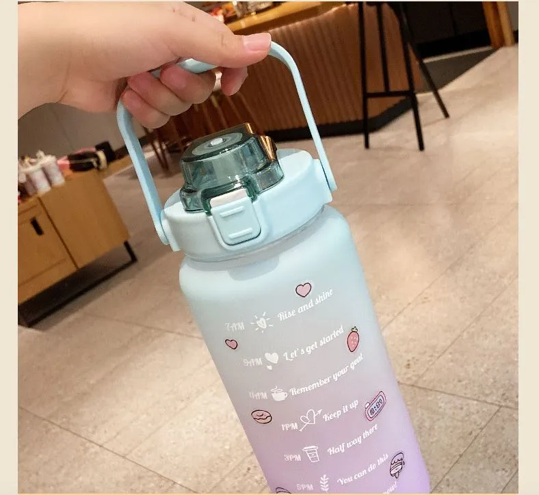 2000ml Water Bottle with Straw Cute Portable Scale Bottle for Water Outdoor  Travel Kettle for Adult Student 大容量水瓶 | Lazada