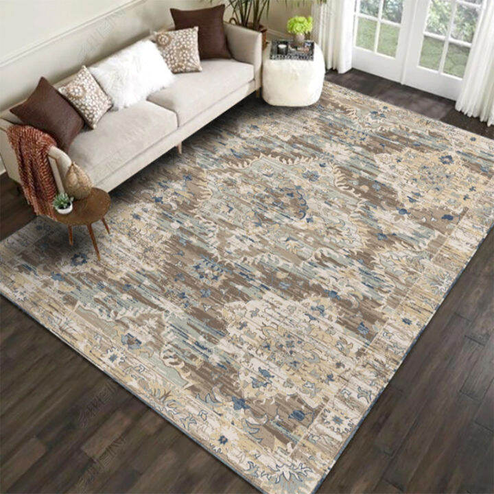 Living Room Floor Mat Boho Chic Shabby Chic Oriental Medallion Non