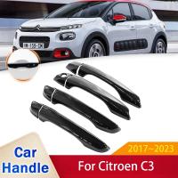 สำหรับ Citroen C3 Cross SX SY 2017 2018 2019 2020 2021 2022 2023กลอสด้านนอกสีดำฝาครอบมือจับประตูสติกเกอร์เครื่องประดับตกแต่งรถ