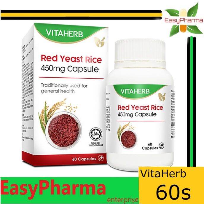 VitaHerb Red Yeast Rice 450mg 60 Capsules [ Cholesterol Control ] Lazada