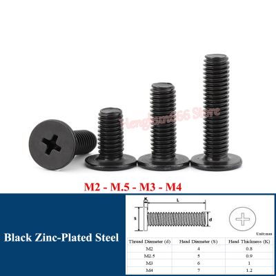 【CC】☢♚  M2.5 M4 Zinc-Plated Phillips Ultra Thin Super Low Flat Wafer Screw Bolts for Computer Laptop Machine