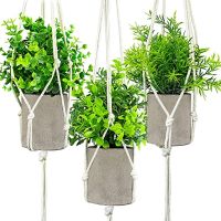 Artificial Hanging Plants Small Potted Fake Plants, Faux Hanging Plants for Home Office Bathroom Kitchen Farmhouse Balcony Mantel Table Indoor Room Decor