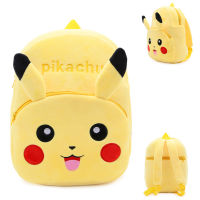 Pokémons Pikachu แฟชั่นเด็กกระเป๋าสะพายไหล่โรงเรียนอนุบาลปิกาจูกระเป๋านักเรียนผ้ากำมะหยี่ลายการ์ตูนกระเป๋าเป้สะพายหลังกระเป๋าลูกอม