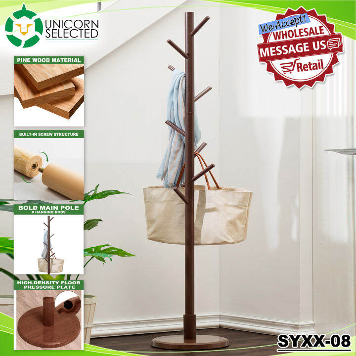 Unicorn SYXX08 Wooden Coat Rack Multifunction Hanger Floor Standing