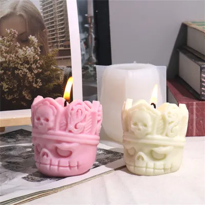 Silicone Mold For Crafts Halloween Candle Making Supplies Ghost Head Plaster Mold Skull King Candle Silicone Mold Handheld Candle Mold