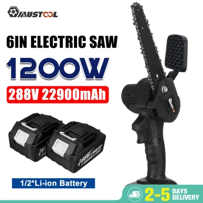 Mustool 6in 288V เลื่อยไฟฟ้า Baffle 2/1ไร้สาย Mini One-Hand เข้าสู่ระบบไร้สายเลื่อยตัดไม้เครื่องตัดแต่งกิ่งเครื่องมือ