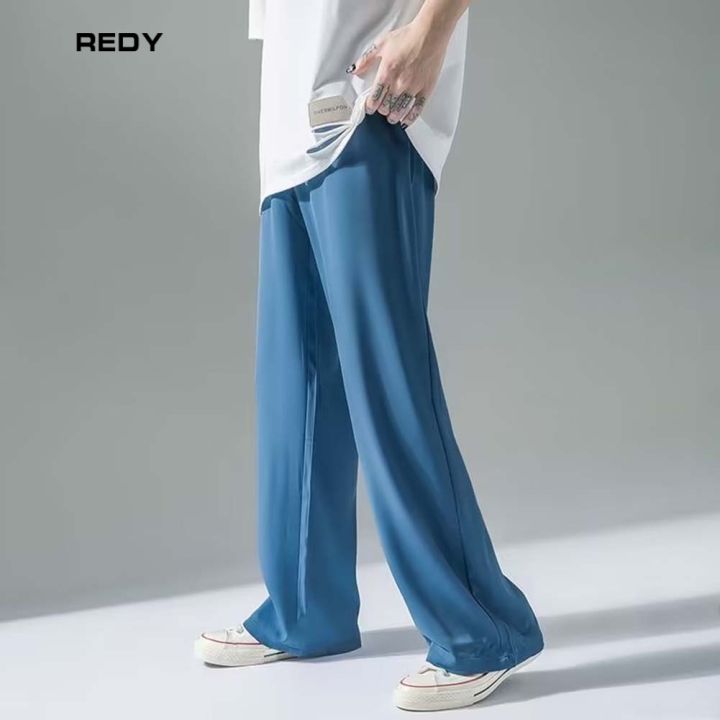 redy-กางเกงขากว้างมีเชือกรูดแบบบางเหมาะกับกางเกงระบายอากาศของผู้ชายสวมใส่ทุกวัน
