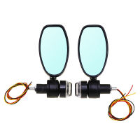 22mm 78" Universal Motorcycle Handlebar Bar End Rear View Side Mirrors With LED Turn Signals For Honda Yamaha SUZUKI Kawasaki