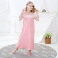 Summer Girls pyjama Dress Sleeveless Modal Princess Lace Nightdress sleepwear Leisure Tops pajamas for girls vestidos de noche