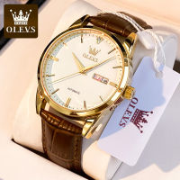 OLEVS 6629 Genuine Leather Band Waterproof Men Wristwatch Automatic Mechanical Business Watch For Men Luminous Calendar Week Display