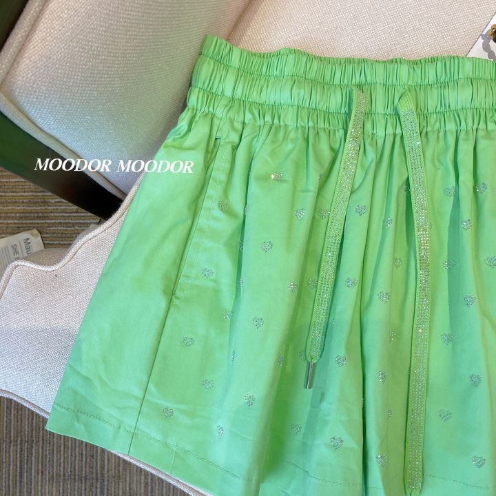 dopamine-wear-heavy-duty-hot-drilling-love-high-waist-a-shaped-wide-leg-pants-high-waist-candy-colored-age-reducing-shorts-womens-summer-new-five-point-pants