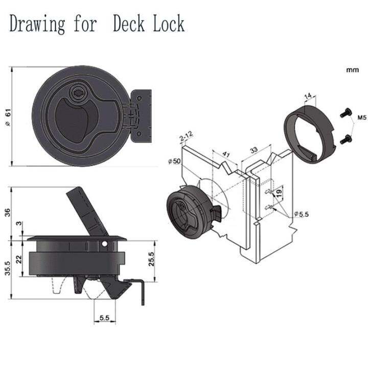 2pcs-flush-mount-hatch-flush-pull-latch-marine-ล็อคพร้อม-key-สแตนเลสยก-slam-latch-ฮาร์ดแวร์สำหรับเรือ-yacht-deck-hatch