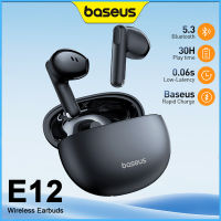 Baseus E12 TWS สั้น หูฟัง หูฟังบลูทูธไร้สายจาก หูฟังเอียร์บัดแบบสั้นขนาดเล็กเวลาเล่น30ชม. เวลา0.06วินาทีเวลาแฝงต่ำก้านหูฟังหูฟัง