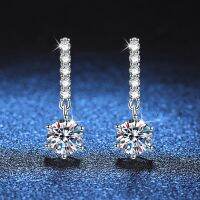 KNOBSPIN 1ct D Color Moissanite Earrings for Women Sparkling Diamond Fine Jewelry with GRA 925 Sterling Sliver Plated 18k Earrin