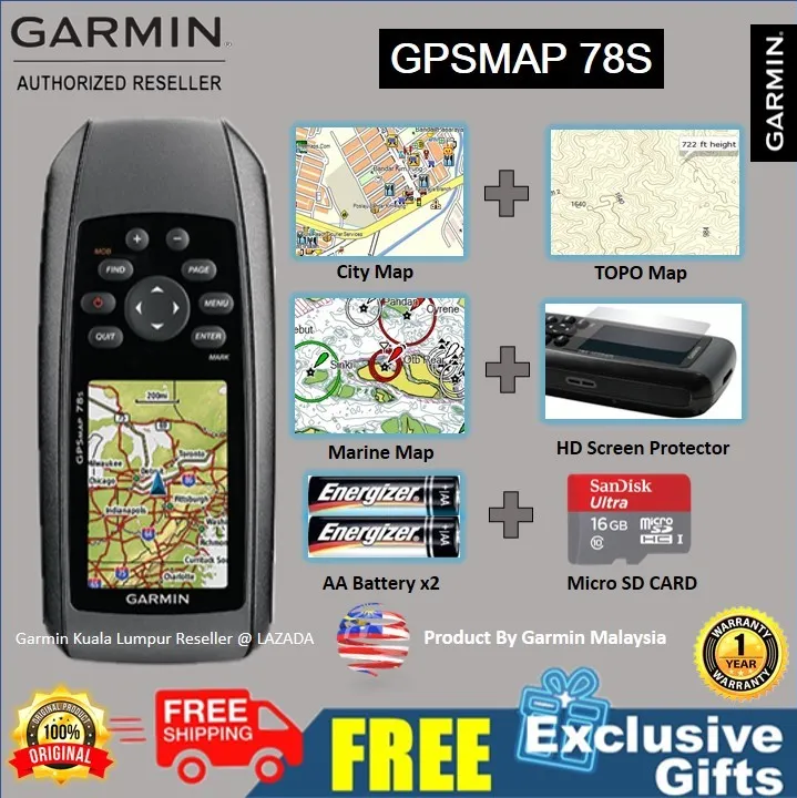 Garmin GPSMAP 78S Rugged Full Featured Outdoor Handheld with GPS ( Marine ) for Map , Position