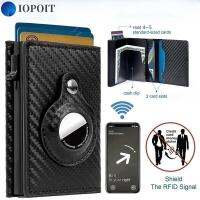 IOPOIT ความจุการ์ด7-9 ซองใส่บัตร rifd Wallet สีดำสีดำ เครื่องหนังแท้ คลิปสมาร์ท PU กระเป๋าสตางค์ ไม่รวม airtag มินิมอล คลิปเงินผู้ชาย สำหรับ แอร์แท็ก สำหรับผู้ชาย