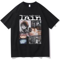 Anime Serial Experiments Lain T Shirt Glitch Iwakura Weeb Sci Fi T Shirts Cotton Short Sleeve Loose Style Men T-Shirt S-4XL-5XL-6XL