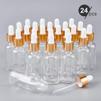 24 Pack 30Ml Empty Clear Dropper Bottles With Glass Pipettes Essential Oils Bottle Containers Refillable Pipettes Vials Bottle