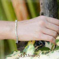 555jewelry สร้อยข้อมือผู้หญิง ประดับด้วยเพชรสวิส CZ ทรงมาคีร์ (Marquise Shape) หรือรูปทรงเมล็ดข้าว ดีไซน์เรียบหรู แฟชั่นจิลเวลรี่ รุ่น MNC-BBR032 [BR46]