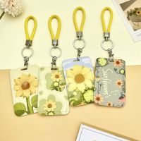 Student Identity Badge Card Cover with Neck Strap Bag Simple Flowers Women Girl Credit Card ID Bus Card Holder Bags with Lanyard Card Holders