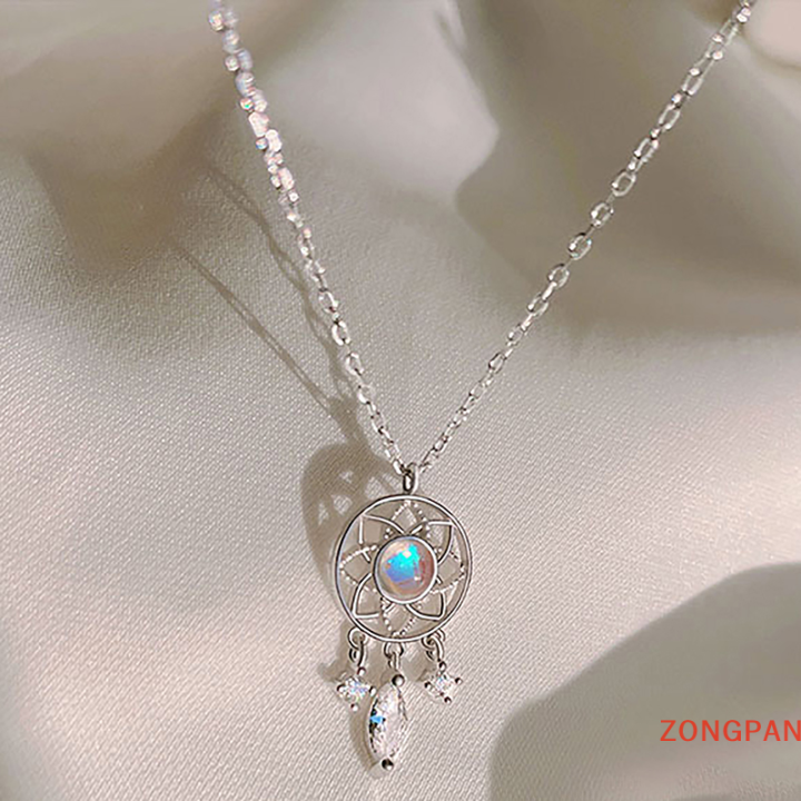 zongpan-สร้อยคอจี้สีเงินของผู้หญิงจี้สร้อยคอจี้ห้อยระย้าเครื่องประดับสำหรับเป็นของขวัญครบรอบ