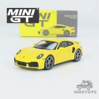 MINI GT 1:64 911 Turbo S แข่งรถโมเดล Diecast สีเหลือง