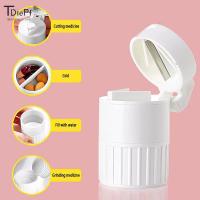 Portable 4 In 1 Travel 4 Layer Powder Tablet Grinder Powder Pill Cutter Cases Splitters Portable Medicine Splitter Box Storage Medicine  First Aid Sto