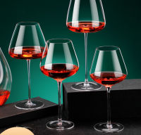 Hand Blown Italian Style Crystal Burgundy Win E Glasses-แก้วใสพรีเมี่ยมไร้สารตะกั่ว-ชุด2ชิ้น