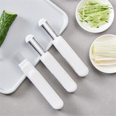 Combination Of Three Functions White Kitchen Multi-function Paring Knife Easy Peeling 18.6*3.2.8cm Thread Cutter Kitchen Tools Graters  Peelers Slicer