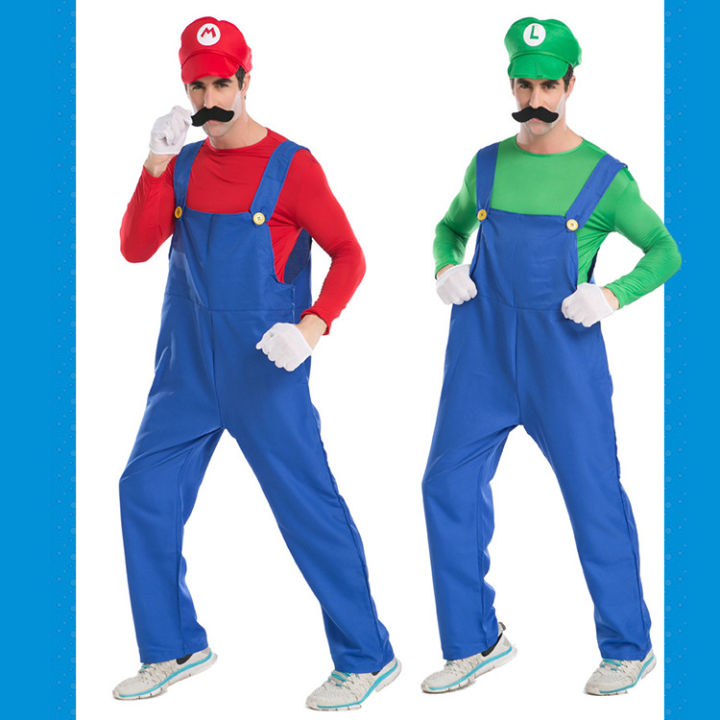 เครื่องแต่งกายสำหรับการแสดงฮาโลวีนเครื่องแต่งกายบนเวที-super-mario-super-mario-เสื้อผ้าสำหรับเล่นเกมสำหรับผู้ใหญ่และเด็ก