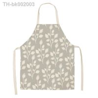 ☊♛ Floral Aprons Leaves Pattern Kitchen Apron for Women Cotton Linen Bibs Household Cleaning Pinafore Home Cooking Aprons