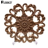 RUNBAZEF Furniture Wood Carving Appliques Vintage Nautical Decor Cabinet Door Solid Decals Flowers Pattern Carved Crafts