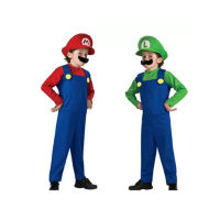 Super Mari Bros Jumpsuit คอสเพลย์ฮาโลวีนเครื่องแต่งกายชุดแฟนซีของขวัญสำหรับเด็กผู้หญิงเครื่องแต่งกายปาร์ตี้ Xmas Clothes