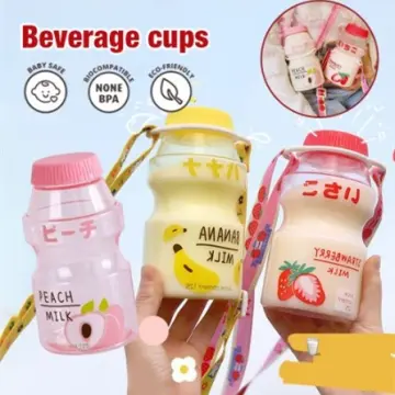 480ml Plastic Cute Yogurt Water Bottle Tour Drinking Bottle Fruit Kawaii  Milk Carton Shaker Bottle for Kids/Girl/Adult - AliExpress
