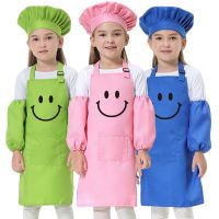 Kids Eating Clothes Cooking Apron Baking Painting Smock Chef Hat Kit Children Bib Pinafore Print Logo Aprons