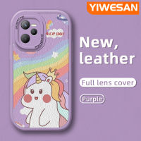 YIWESAN เคสสำหรับ Realme C35 C31 Narzo 50A Prime,เคสหนังดีไซน์ใหม่รุ้งยูนิคอร์นน่ารักลายการ์ตูนเคสซิลิโคนนิ่มกันกระแทกฝาปิดเลนส์เต็มรูปแบบเคสป้องกันกล้อง