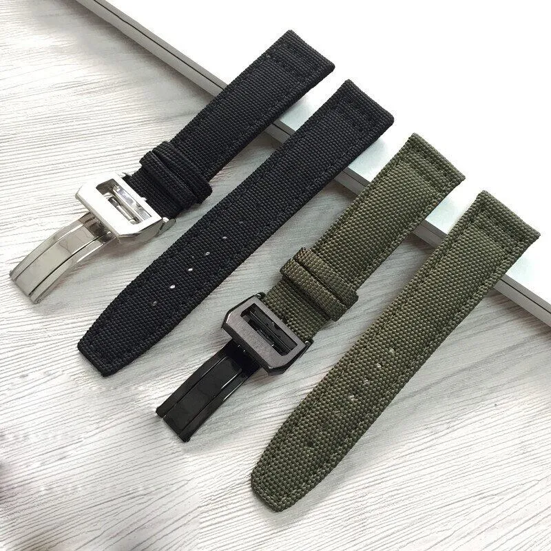 Hot seller】 Classical 20 21 22mm Nylon Black Green Watchband For IWC  CITIZEN Timex Seiko Canvas Wrist Bracelet Watch Strap Deployment Clasp |  Lazada PH