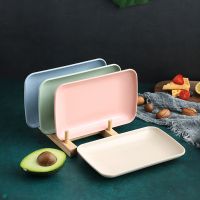 Creative Wheat Straw Rectangular Plate Dessert Sushi Pasta Plate Dishes Dinner Plate Healthy Tableware Kitchen Cooking Utensils