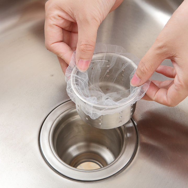 ถุงตาข่ายกรอง-ถุงตาข่ายกรองท่อระบายน้ํา-ป้องกันการปิดกั้นอ่างล้างจาน-แบบใช้แล้วทิ้ง-100ชิ้น