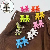 1Pair Adjustable Tighten Waist Button Detachable Waist Buckle Metal Bear Pins Waist Clip Women Skirt Pant Clothing Accessories