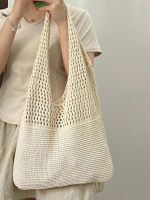 New Korean Style Shoulder Bag Hollow Casual Large Capacity Woven Womens Bag Woolen Bag Finished Vest Bag Shopping Bag For Women